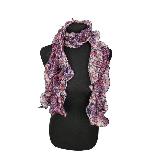 Chaps Blue Red White Crinkle Sheer Women's animal print Scarf - Picture 7 of 8